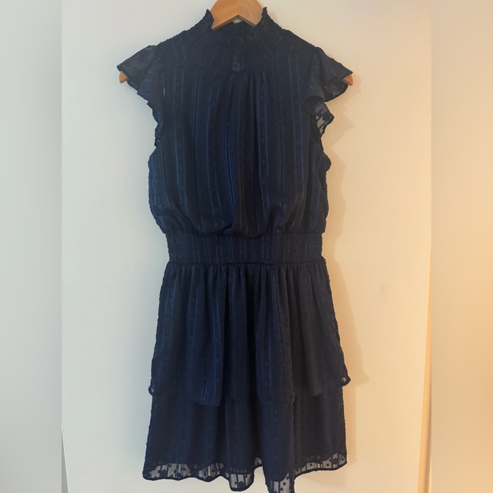 Navy Blue High Neck Dress — Size M